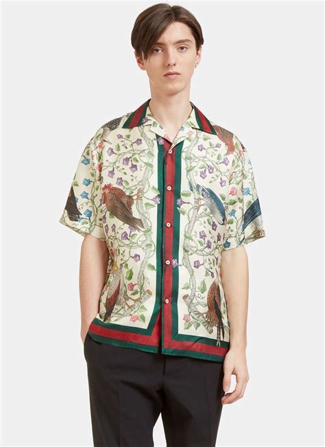 gucci floral print bowling shirt|gucci button down shirt.